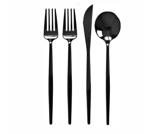 SILVERWARE SET  Plastic Flatware  80 PC Set  Opulence - Etsy | Etsy (US)