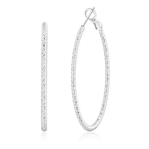 OOOPEL Sterling Silver Hoop Earrings for Women, Big Silver Earrings Hoops Lightweight Hypoallergenic Large Sterling Silver Hoop Earrings for Women 30MM 40MM 50MM 60MM | Amazon (US)