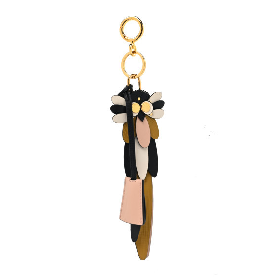 Calfskin Owl Pom Pom Lock Charm Black | FASHIONPHILE (US)