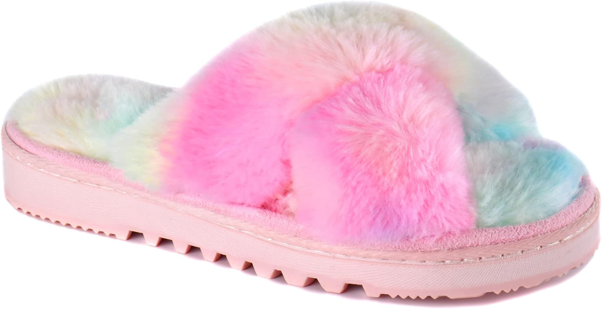 Halendik Women-Cross-Band-Slippers Fluffy House Shoes Soft Plush Furry Fur Open Toe Cozy Memory Foam | Amazon (US)