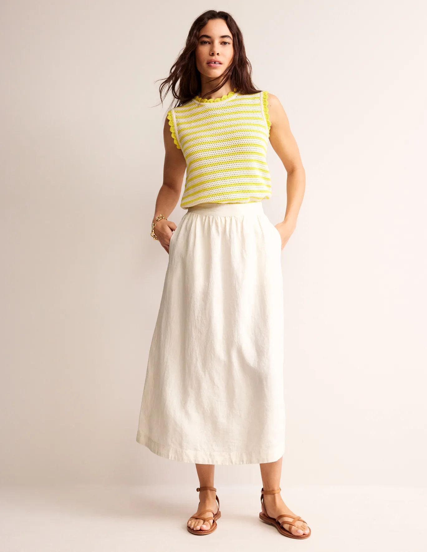 Florence Linen Midi Skirt | Boden UK