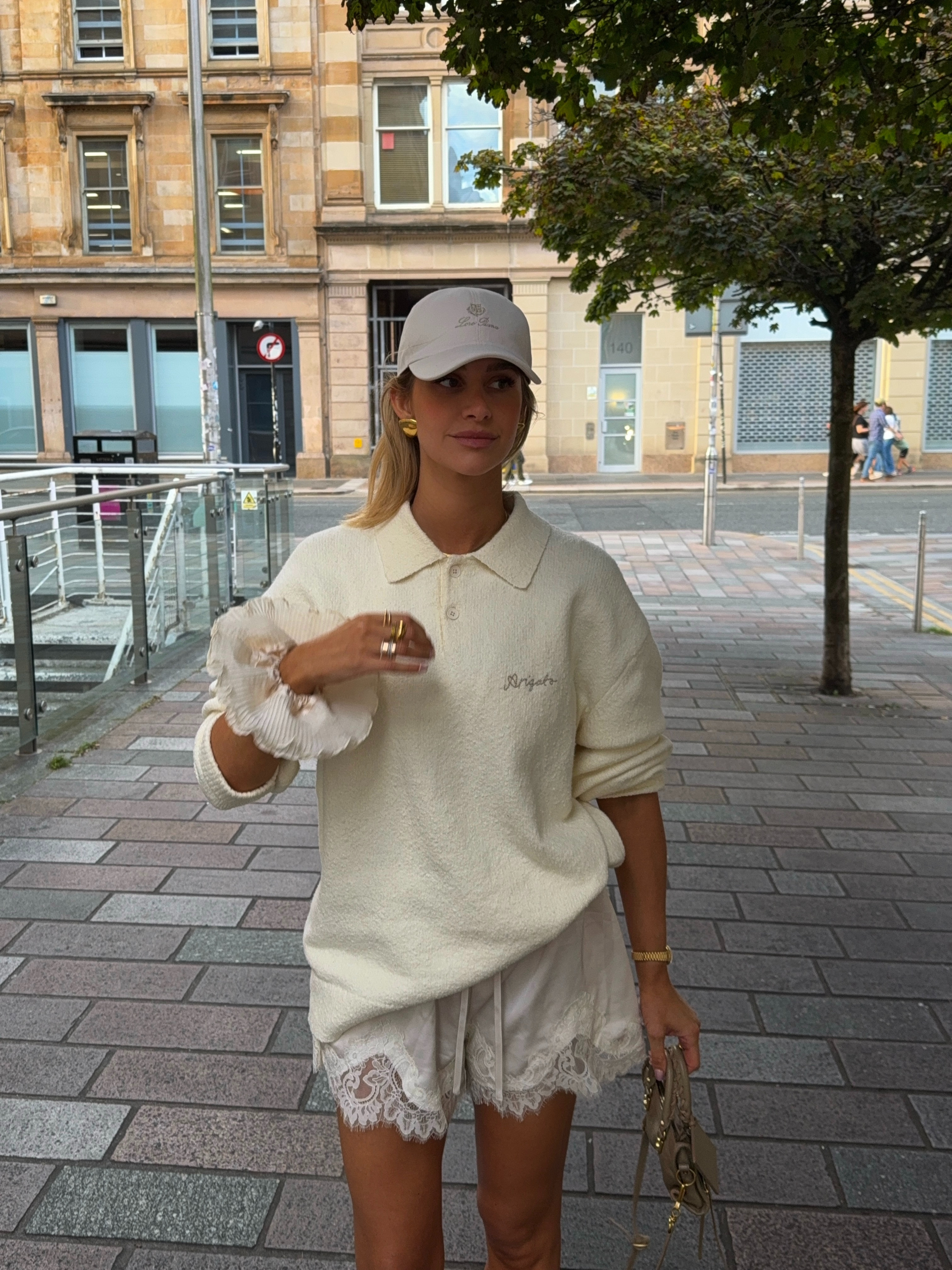 Transitional outfit, inspiration, Axel Arigato polo shirt, lace detail shorts,  collared jumper, autumn 

 #LTKuk #LTKautumn #LTKeurope