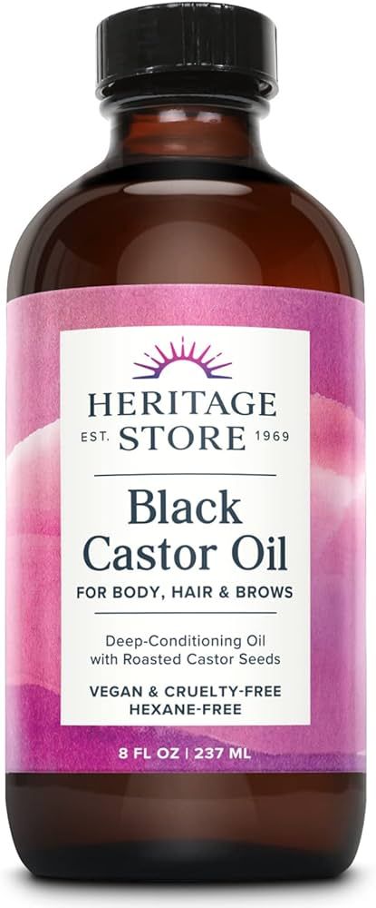 HERITAGE STORE Black Castor Oil, Traditionally Roasted, Rich Hydration for Hair & Skin, Bold Lash... | Amazon (US)
