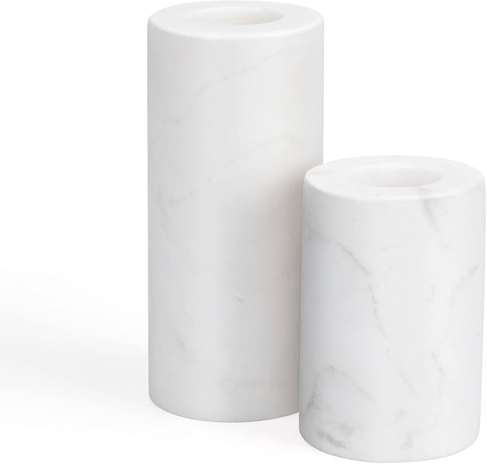 WORHE Candle Holders True Natural Marble 0.35" Thick Set of 2 Decorative Candlestick Holder for C... | Amazon (CA)