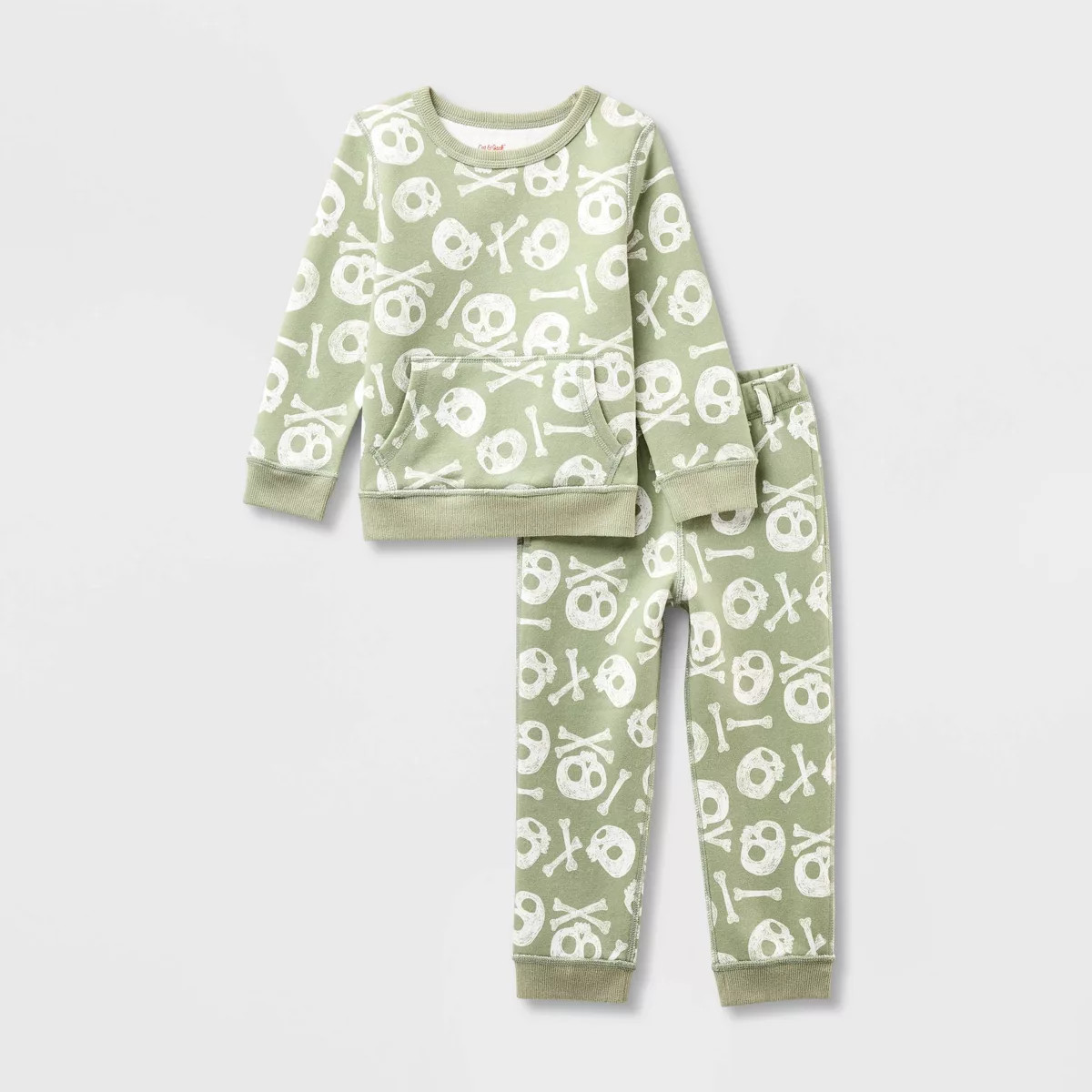 Toddlers' Adaptive Halloween Fleece Set - Cat & Jack™ Light Olive Green | Target