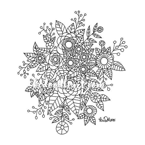 Instant Digital Download - Adult Coloring Page - flower doodles | Etsy (US)