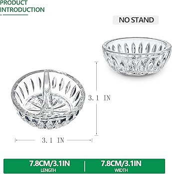 Set of 2 Crystal Jewelry Dish Trays 3.1in Clear Round Trinket Ring Holders for Valentines, Weddin... | Amazon (US)