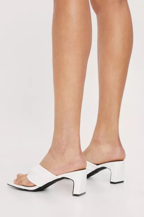 Faux Leather Ruched Toe Post Kitten Mules | Nasty Gal (US)