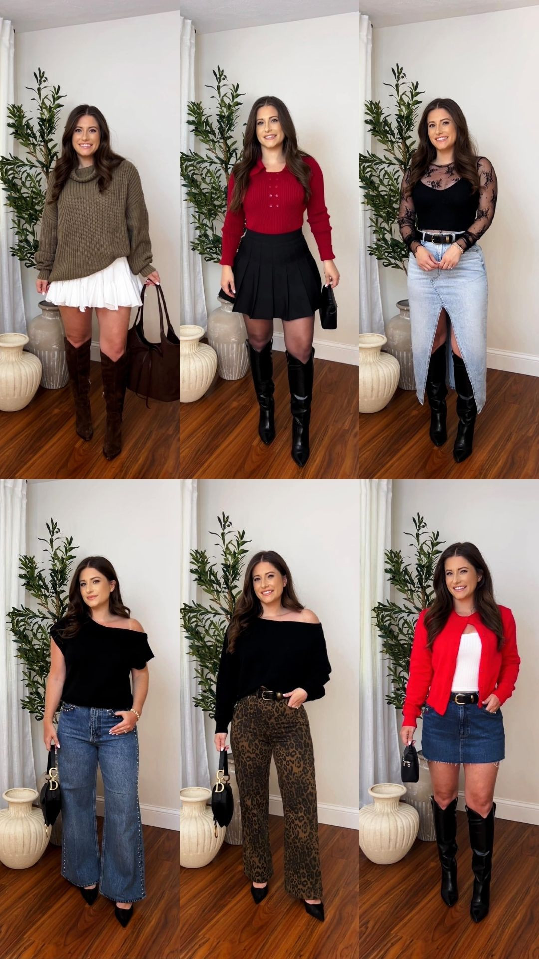 I'm 5'1 wearing size small white ruffle skirt / Size Small Red long sleeve, Size Small pleated black skirt / Size Small Lace Top / Size Small One Shoulder Black Top / Size Small Long Sleeve OTS sweater / Size Small Button Cardigan

#LTKFindsUnder100 #LTKootd #LTKSeasonal