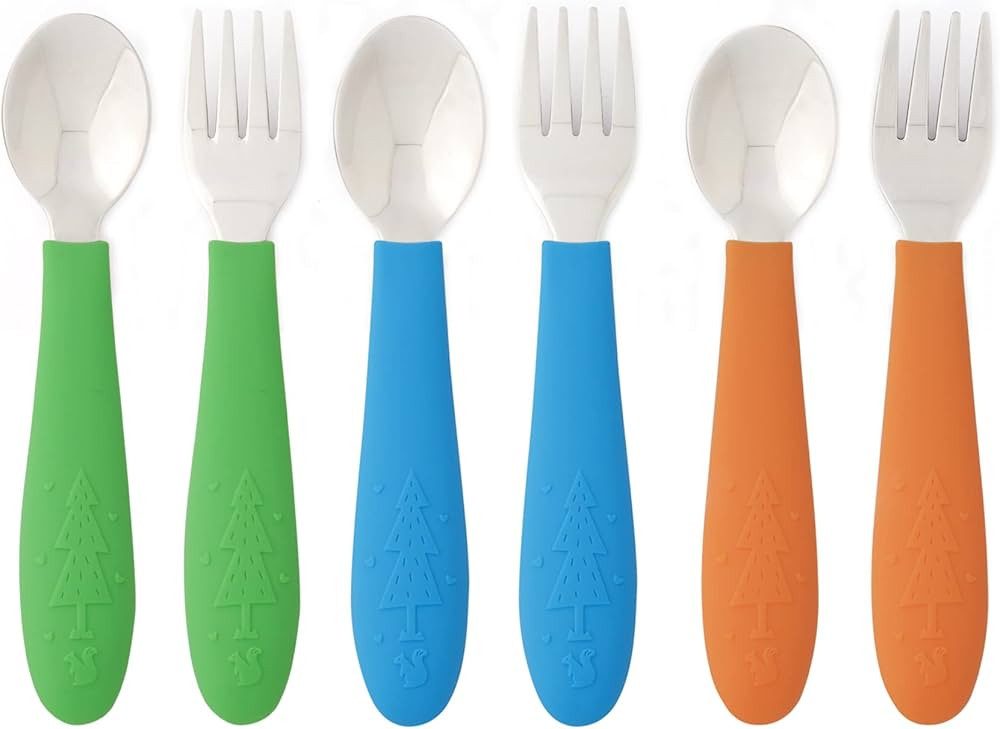 Elk and Friends Kids Silverware with Silicone Handle | Childrens Safe Flatware | Toddler Utensils... | Amazon (US)