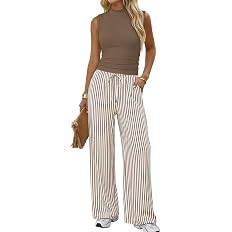 Sampeel Two Piece Set for Women Summer Outfits Vacation Clothes Trendy Lounge Sets Mock Neck Matc... | Amazon (US)