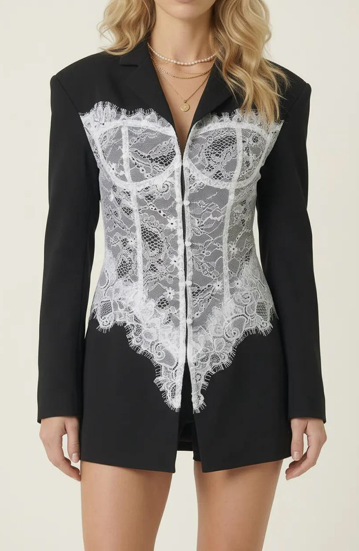 Lace Corset Detail Blazer | Nordstrom