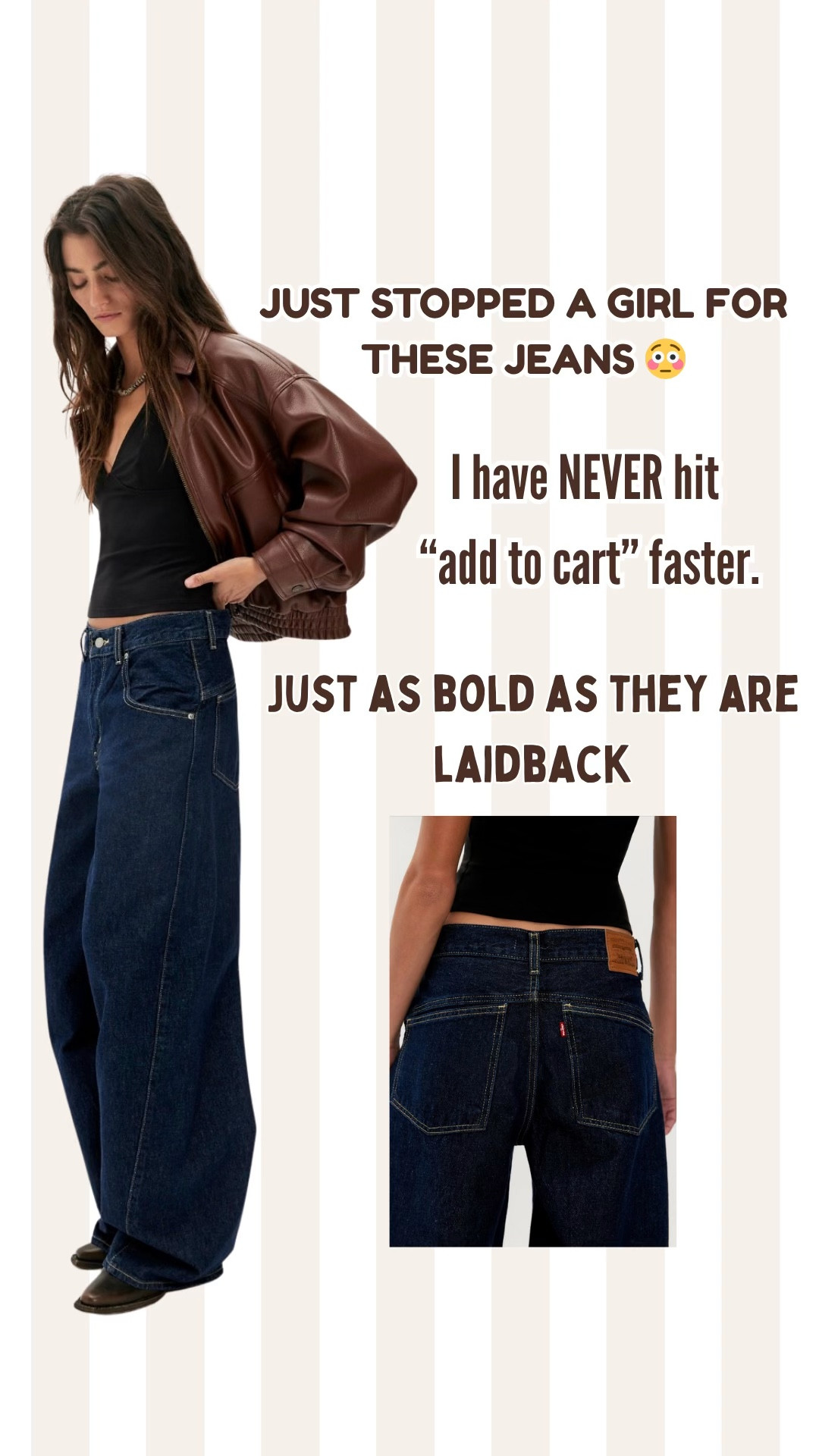 I stared, and stared more! 
I’ve never seen jeans like these before. 
They dark denim is bold (& beautiful) and the silhouette is perfectly laid back, AND not sloppy. Reviews vary so I ordered my true size and one size down. ￼

#LTKOver40 #LTKmomlife #LTKootd