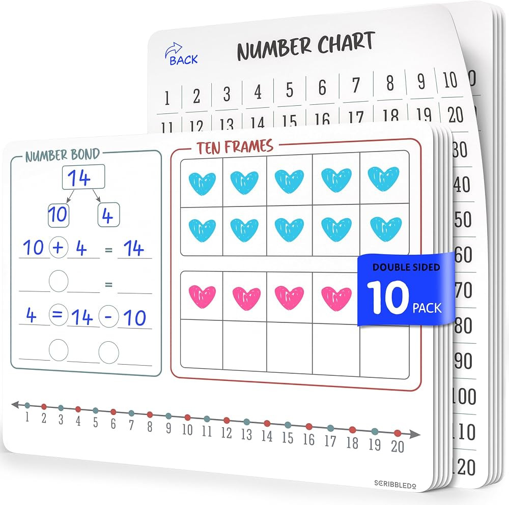 SCRIBBLEDO Number Bonds 9”x12” Small White Board Dry Erase Sheets Math Manipulatives Number C... | Amazon (US)