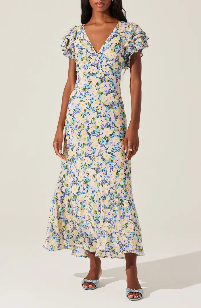 ASTR the Label Celestine Floral Flutter Sleeve Maxi Dress | Nordstrom | Nordstrom