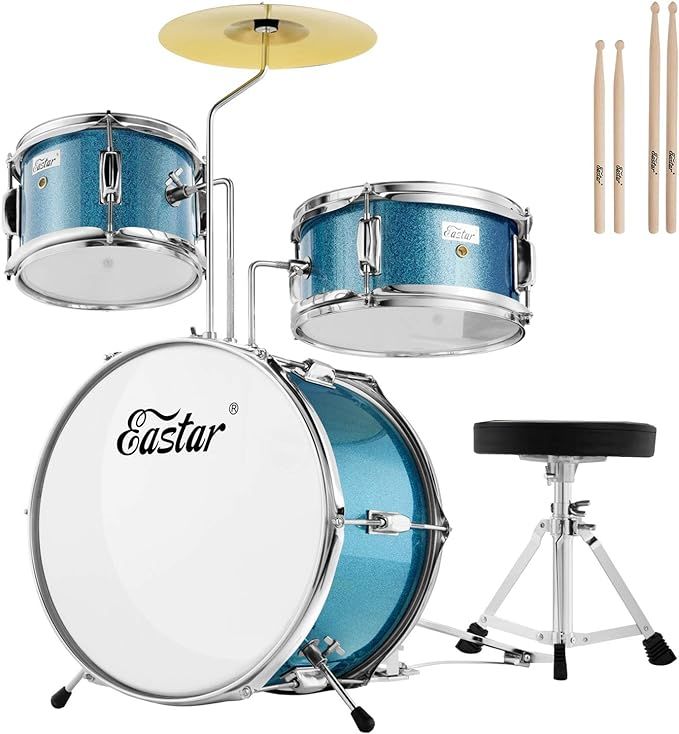 Kids Drum Set Eastar 3-Piece for Beginners, 14 inch Drum Kit with Adjustable Throne, Cymbal, Peda... | Amazon (US)