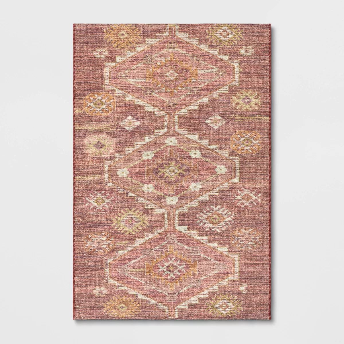 Southbury Washable Printed Diamond Persian Style Rug Rust - Threshold™ | Target