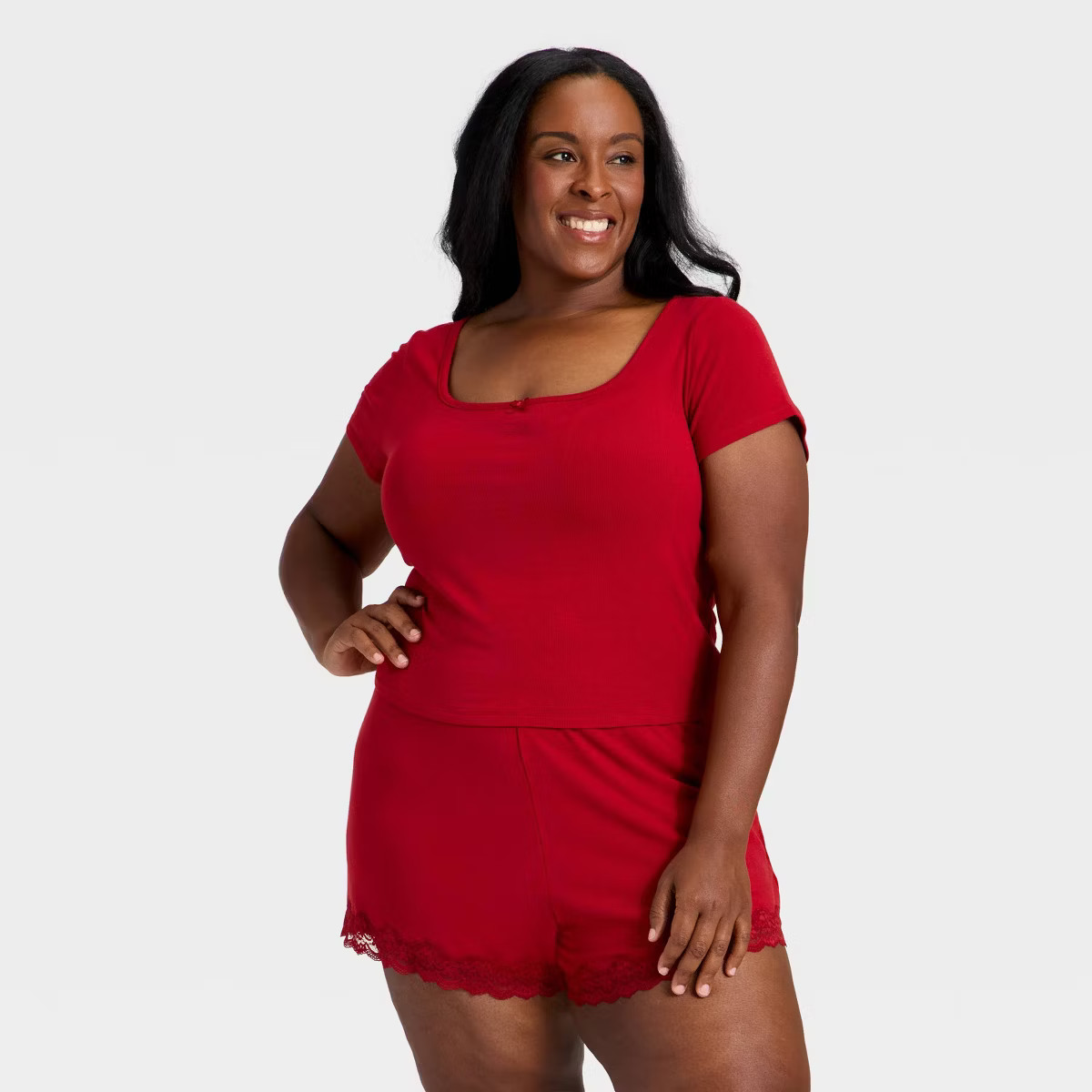 Women's Ribbed Short Sleeve Shirt and Shorts Pajama Set - Auden™ | Target