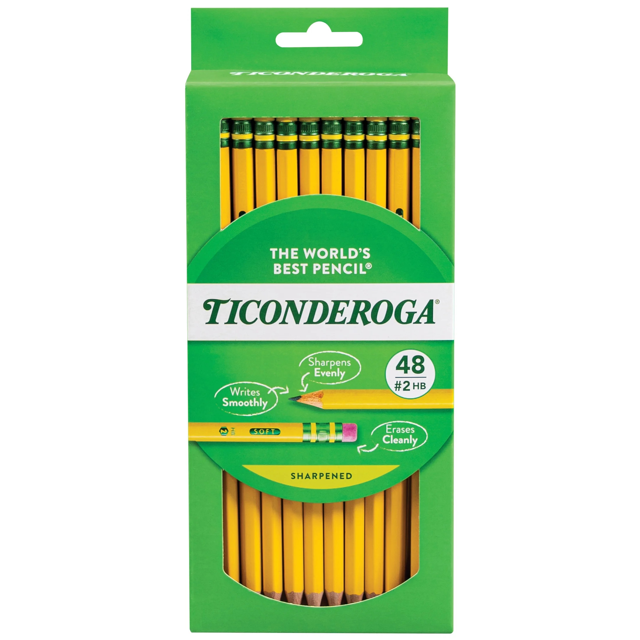 Ticonderoga Wood Pencils, Presharpened, #2 HB .3 mm Lead, Yellow, 48 Count | Walmart (US)