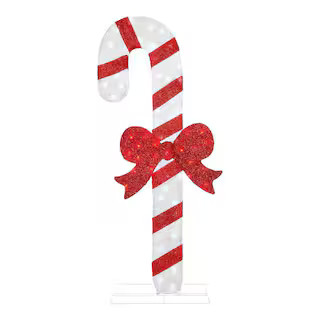 6 ft. Icicle Shimmer Twinkling LED  Candy Cane with Red Bow Holiday Yard Decoration Y16 | The Home Depot