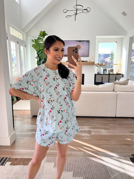 Adore my new pajama set from Hill House! I love the floral pattern and the short sleeves for spring. The set is made out of organic cotton making it extra soft and breathable! Wearing size small to accommodate the bump and it fits TTS. 

#LTKSeasonal #LTKbump #LTKstyletip