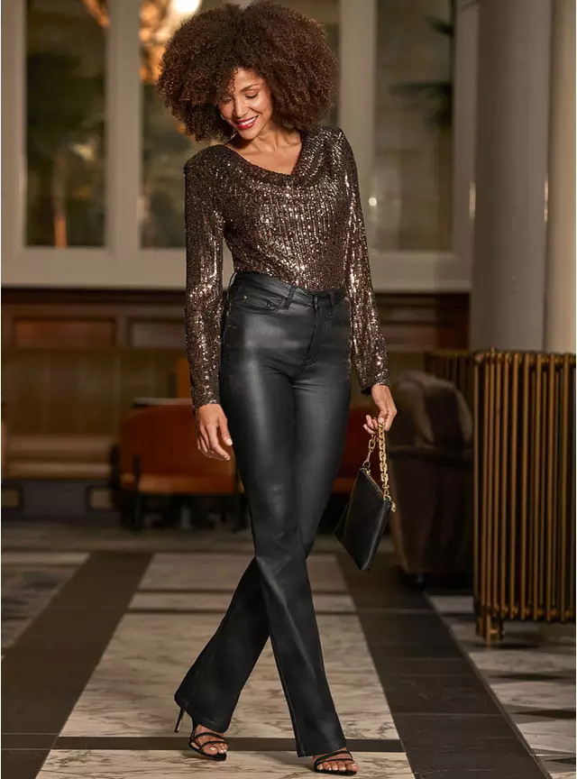 Buy SOSANDAR Bronze Sequin Cowl Neck Top 12 | Tops | Tu | Tu Clothing