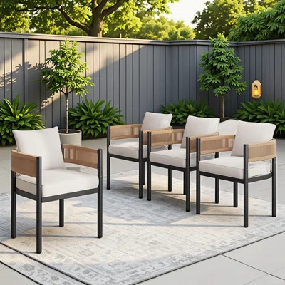Alexandria Outdoor Dining Chairs With Cushions Set Of 4 | Wayfair North America