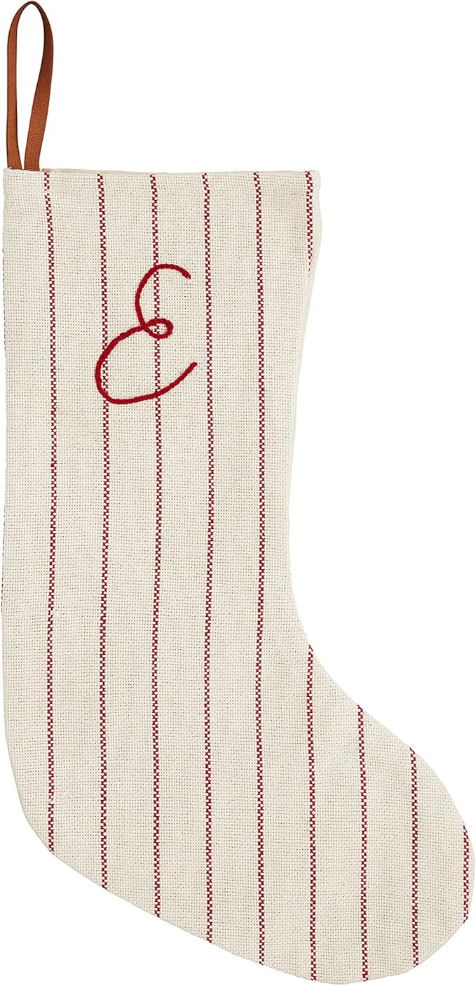 Mud Pie Striped Initial Christmas Stocking, 19" x 11 1/2", Letter E | Amazon (US)