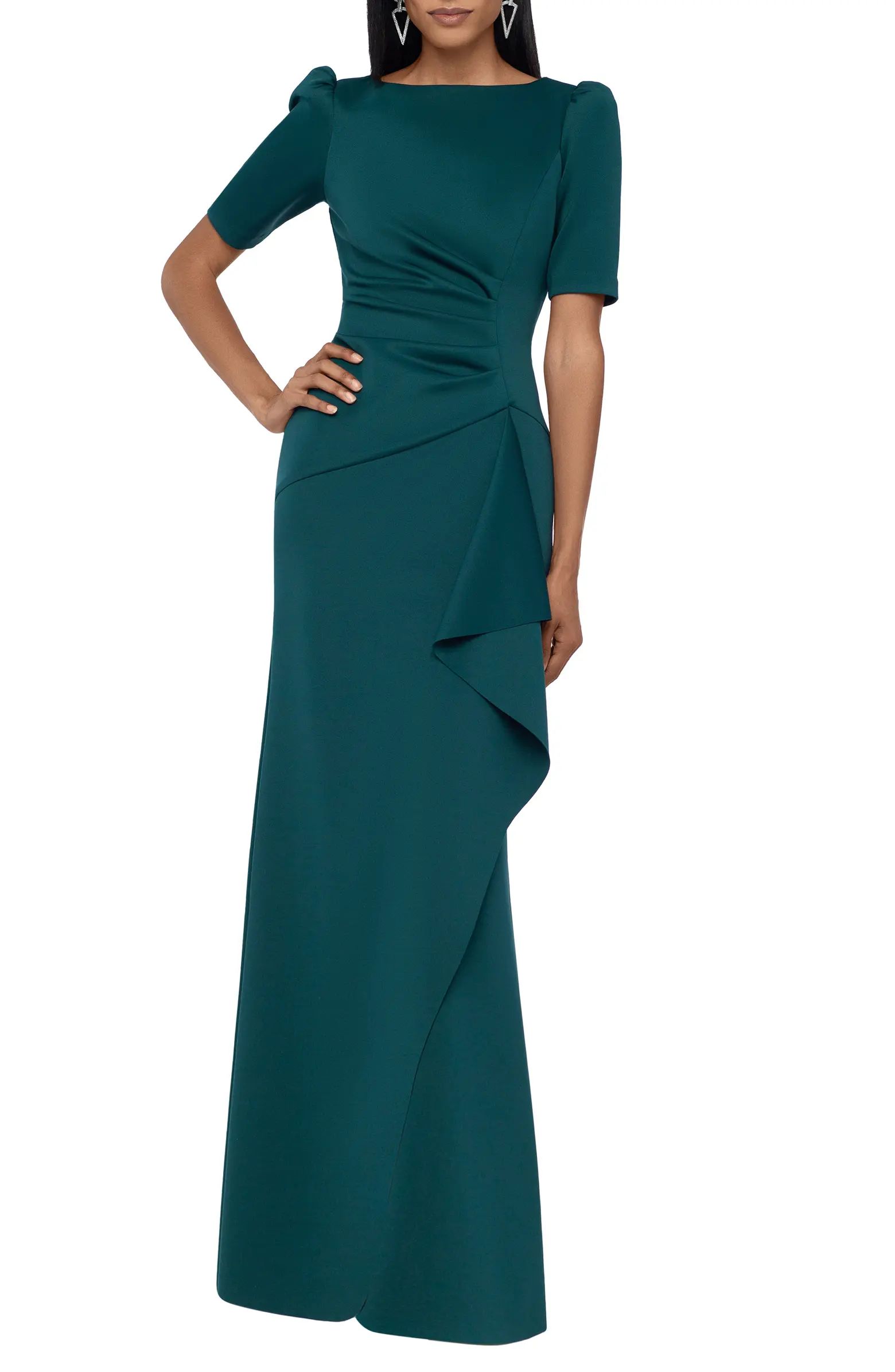 Ruched Scuba Crepe Gown | Nordstrom