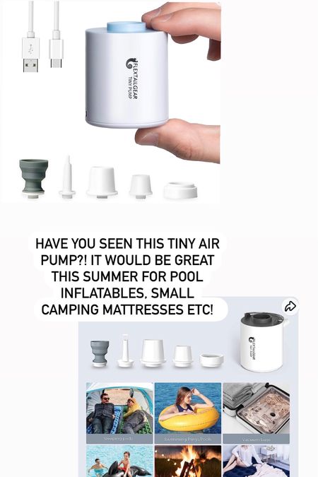 This mini air pump is so perfect for summer. Great to blow up your kids pool toys, mini camping sleeping pads, air mattresses etc! 

#LTKunder50 #LTKfamily #LTKFind