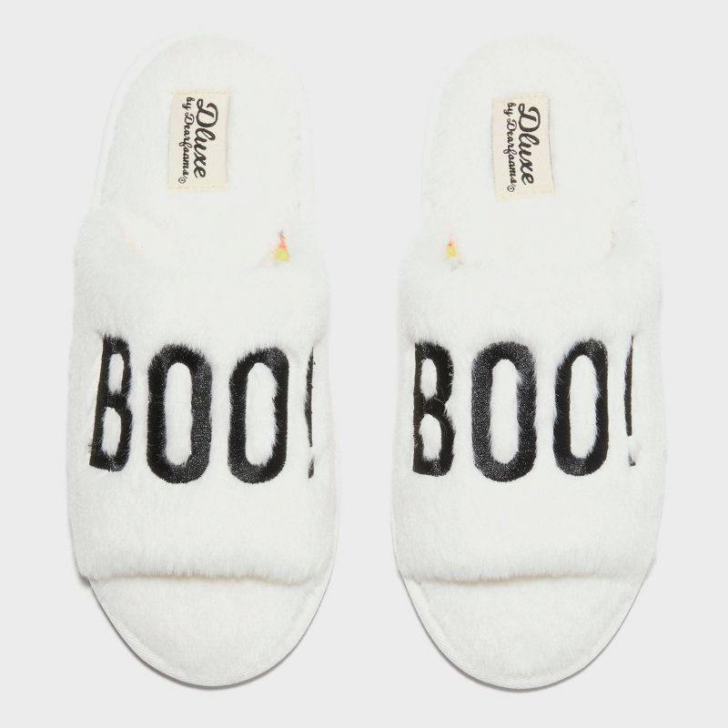 Women's dluxe by dearfoams Halloween Boo Slippers - Cream | Target