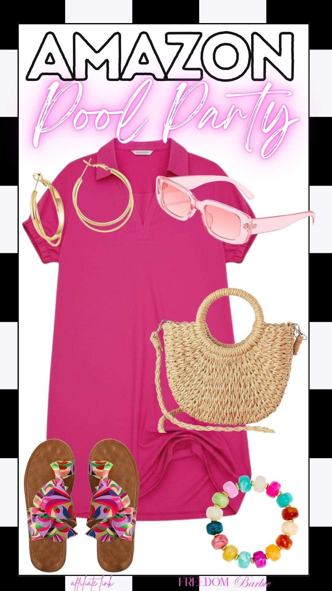 Make a splash in hot pink! 💕 Obsessed with this vibrant Amazon dress—perfect for going from the pool to patio drinks. Just add fun patterned sandals, a beaded bracelet, and a classic straw bag for instant resort vibes. 🏝️

#LTKswim #AmazonFashion #PoolPartyStyle #ResortWear #SummerVibes #VacationOutfit 

 #LTKgrwm #LTKootd #LTKSwim