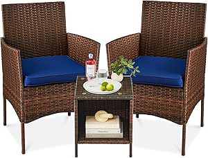 Best Choice Products 3-Piece Outdoor Wicker Conversation Bistro Set, Space Saving Patio Furniture... | Amazon (US)