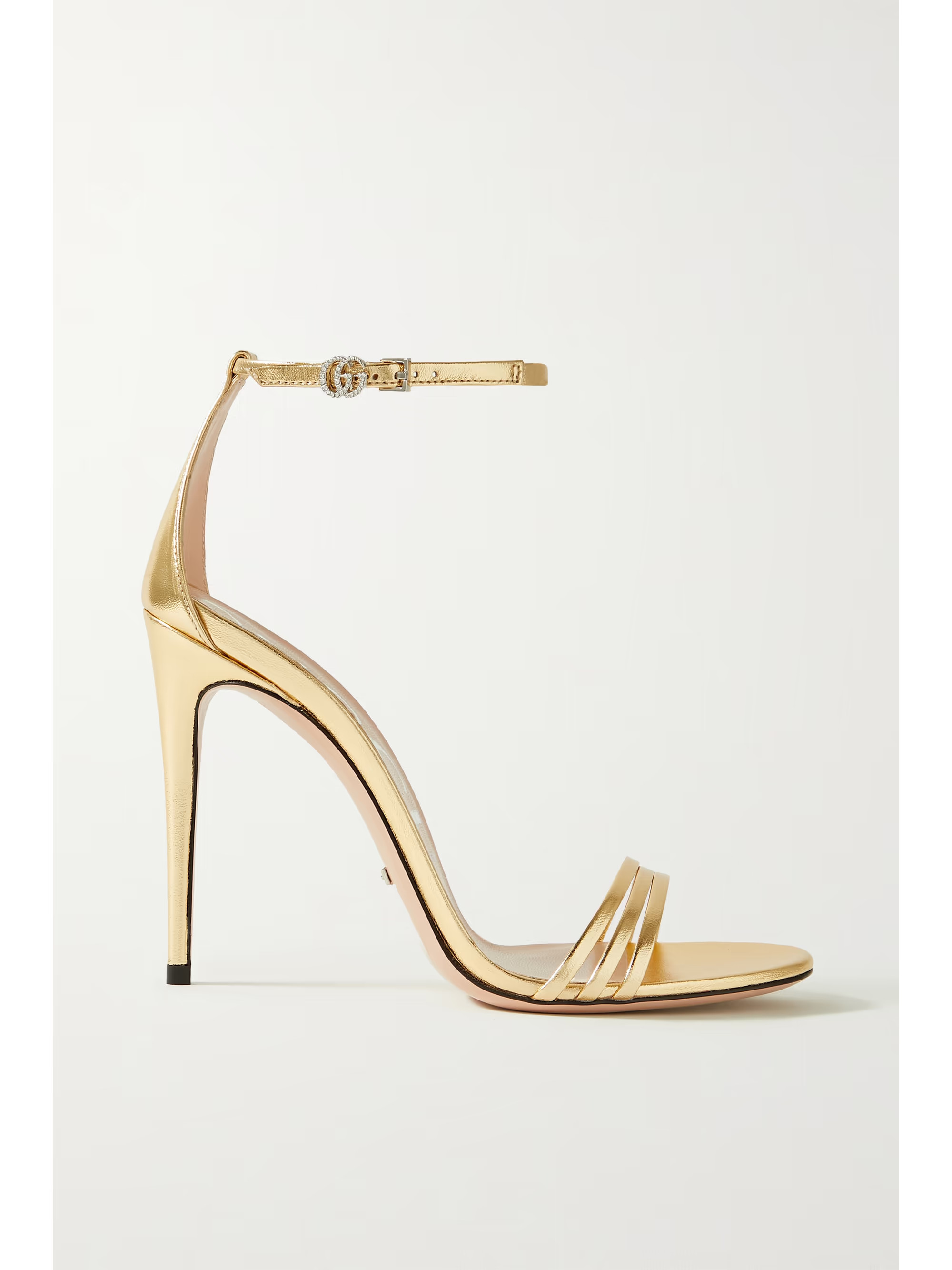 Crystal-embellished metallic leather sandals | NET-A-PORTER (US)