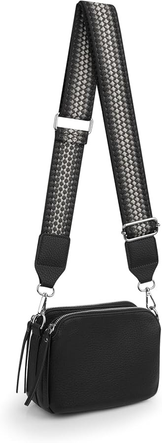 VONAL Leather Crossbody Purse for Women Triple Pockets Designed Shoulder Bag | Amazon (US)