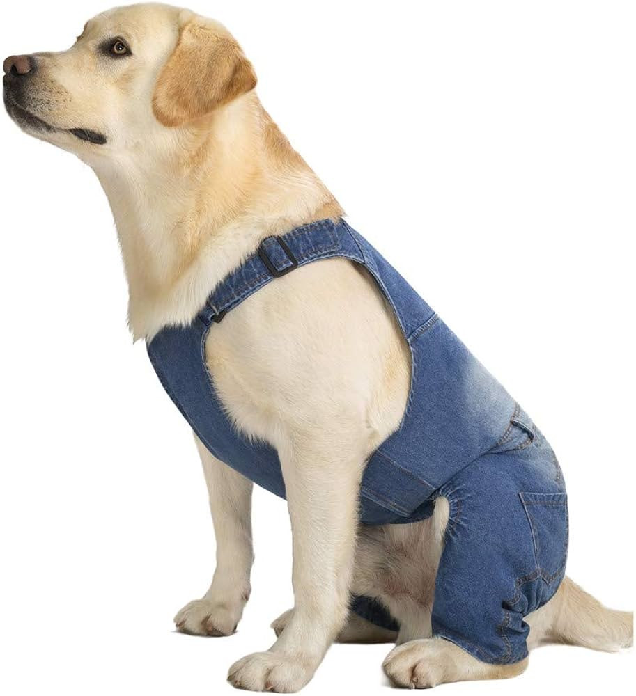 Medium Large Dog Jeans Jumpsuit Overall for Dogs,Dog Denim Clothes Costumes for All-Purpose,Blue ... | Amazon (US)