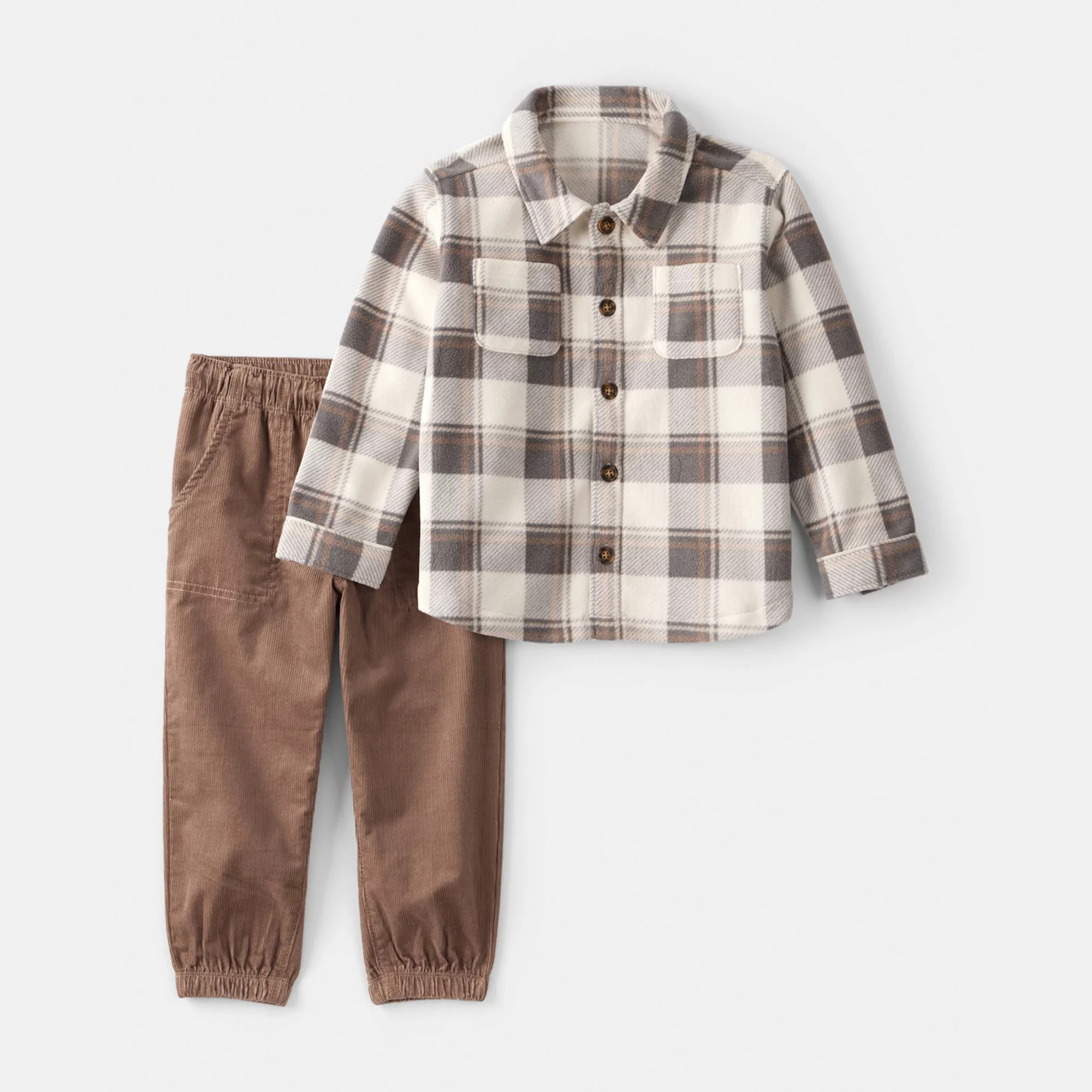 Toddler Boy Carter's Plaid Long-Sleeve Shirt & Pant Set | Kohl's