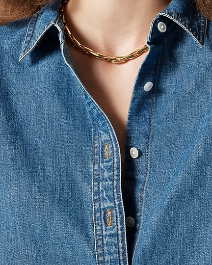 Étienne cropped button-up shirt in chambray | J. Crew US