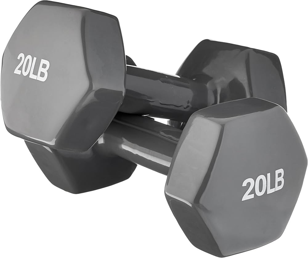 Amazon Basics Vinyl Coated Hexagon Workout Dumbbell Hand Weight - Set of 2 | Amazon (US)