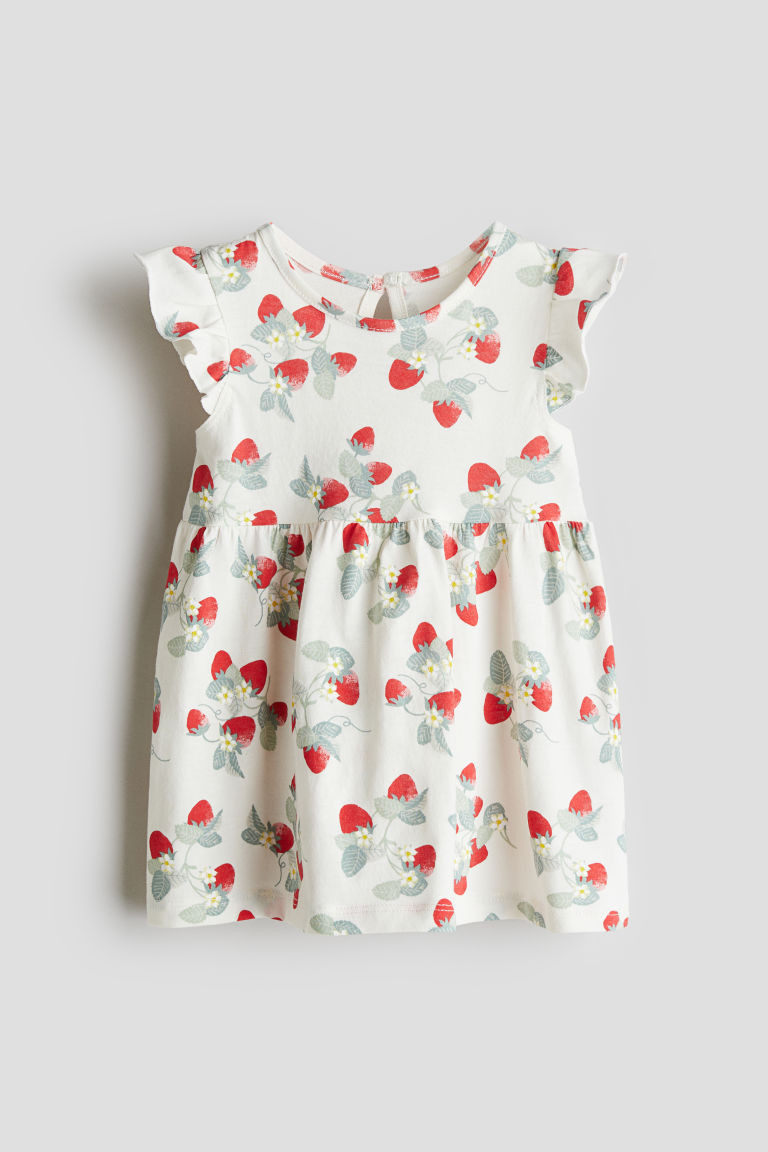 H & M - Printed Cotton Dress - White | H&M (US + CA)