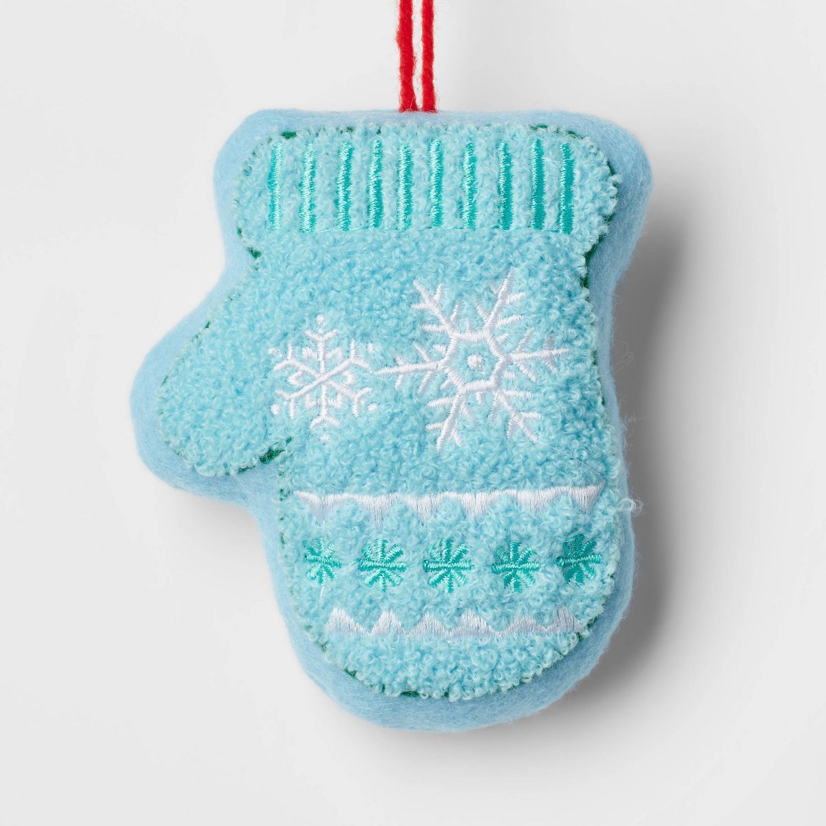 Embroidered Snowflake Faux Shearling Mitten Christmas Tree Ornament Blue - Wondershop™ | Target
