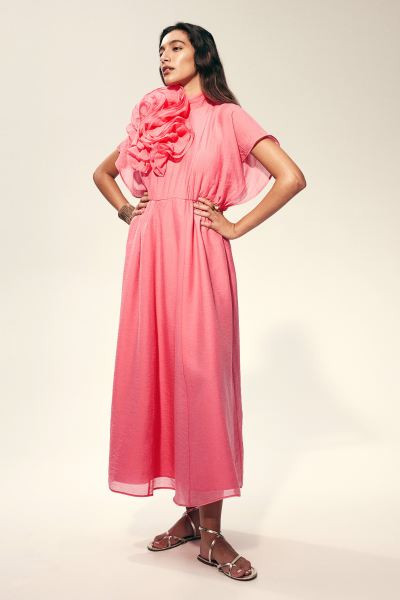 Appliquéd maxi dress - Pink - Ladies | H&M GB | H&M (UK, MY, IN, SG, PH, TW, HK)