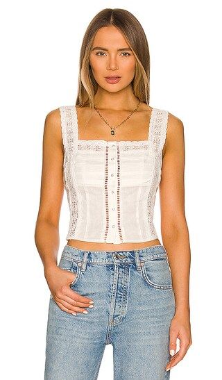 Maggie Lace Tank in Ivory | Revolve Clothing (Global)