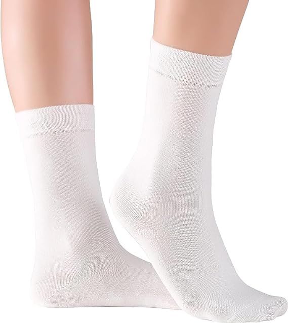 6 Pairs Womens White Crew Socks Size 9-11 Women White dress socks Lightweight Soft Cotton Thin Ca... | Amazon (US)