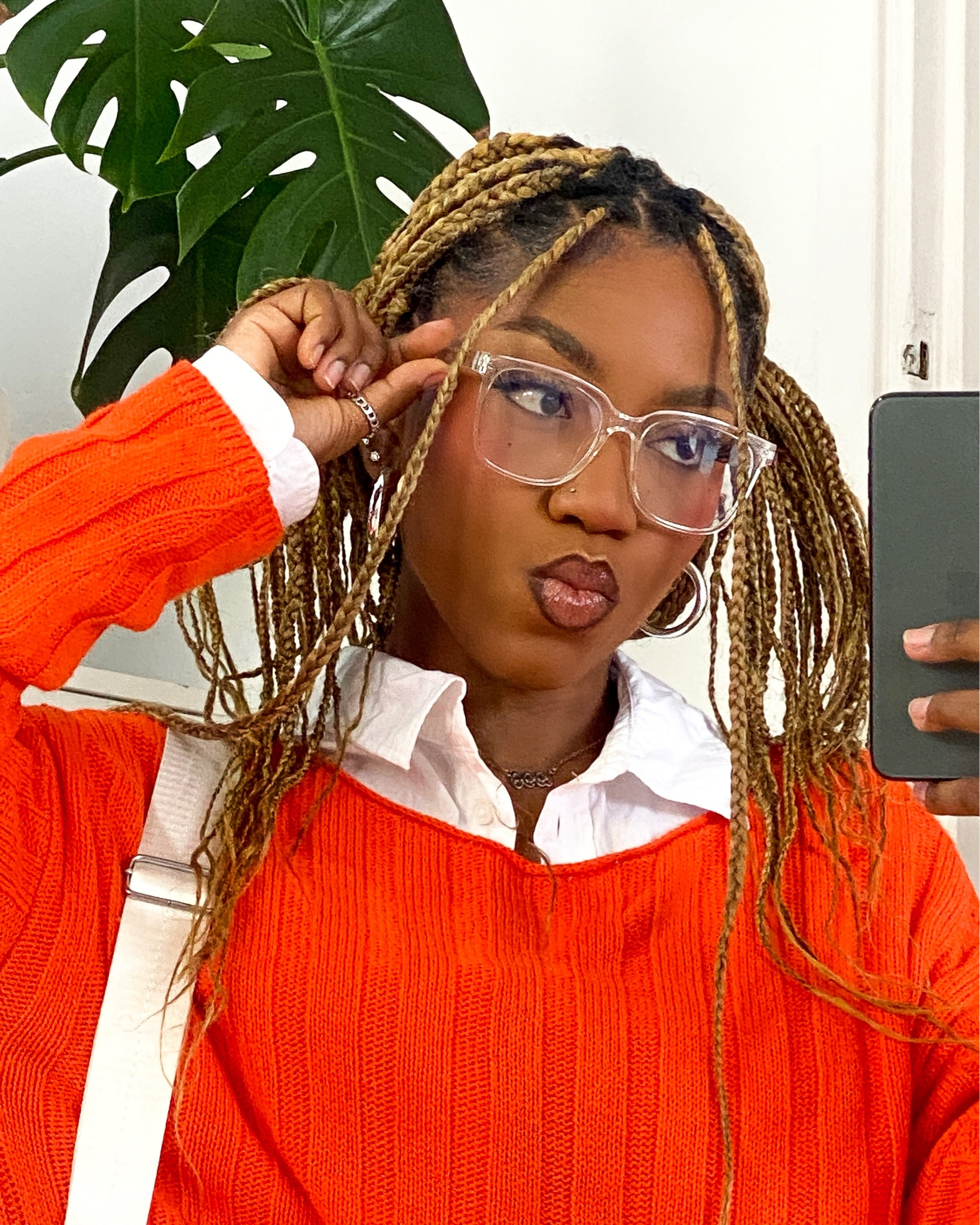 Preppy girl aesthetic accessories. Clear eye-glasses. Trendy glasses. Prescription glasses. SHEIN anti blue light eyeglasses. Fall style inspo. Fall accessories. Easy styling inspiration. Fenty Beauty gloss bomb cream fenty glow. Silver accessories. Silver chunky hoops. 1998 necklace. Year necklace.

#LTKbeauty #LTKstyletip #LTKunder50