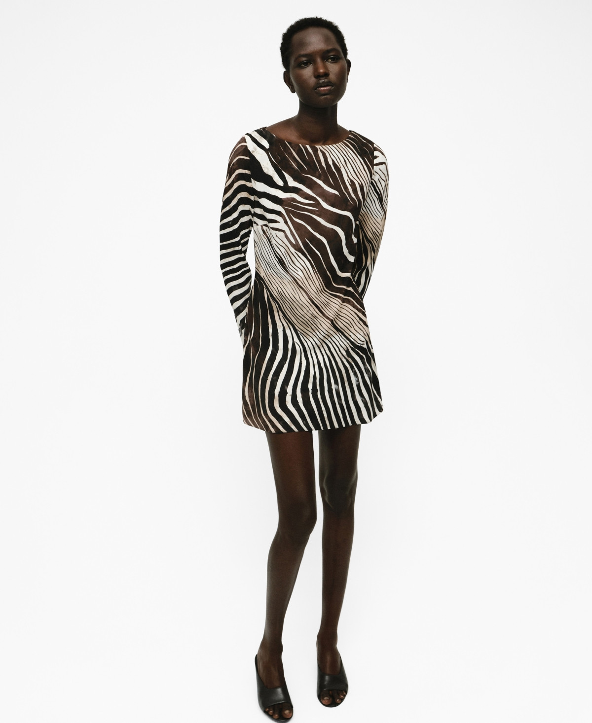 Mango Women's Flared Sleeves Zebra Dress - Black | Macy's