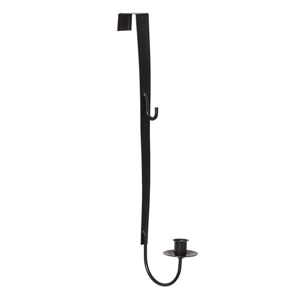 Hand Forged Iron Over Door Wreath and Candle Holder | Antique Farm House