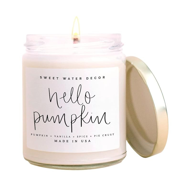 Sweet Water Decor Hello Fall Candle | Cinnamon, Apples, and Clove Autumn Scented Soy Candles for ... | Amazon (US)