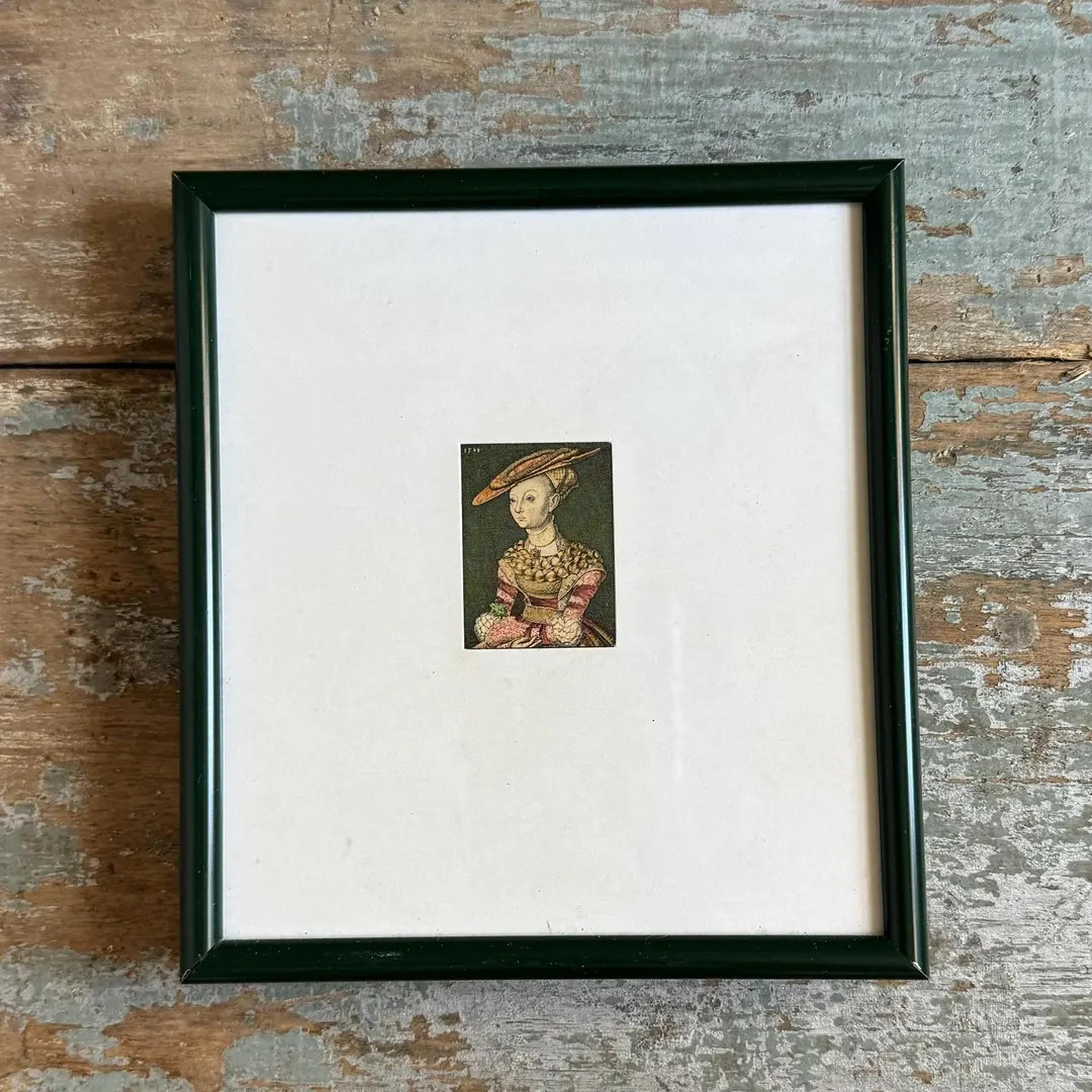 Small Framed Vintage Art, Young Woman 1528, Matted Under Glass, Gallery Wall Art, by Lucas Cranac... | Etsy (US)