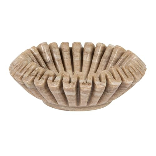 Creative Co-Op Round Marble Pleated Dish, Green | Amazon (US)